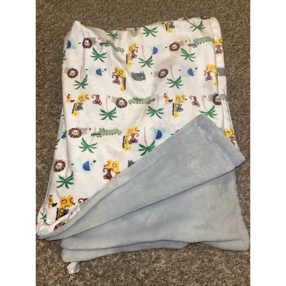 Parents Choice Walmart White Grey Jungle Safari Animal Giraffe Lion Baby Blanket